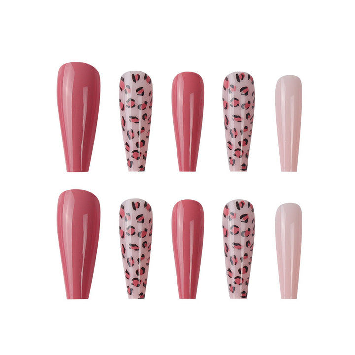 Artistic Stiletto Nail Art Set with Floral and Leopard Patterns Kalsten