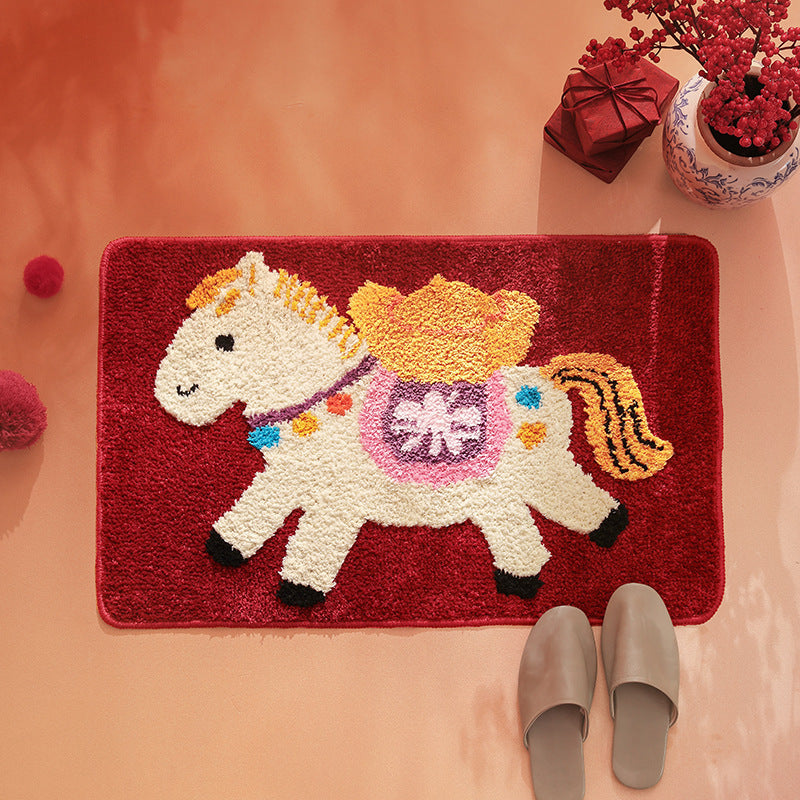Kids bath mat with quilted pony applique and non-slip underside Kalsten