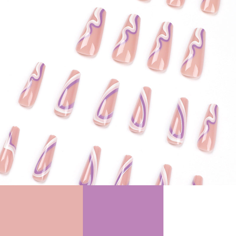 Artful nail extensions with elegant wave pattern Kalsten