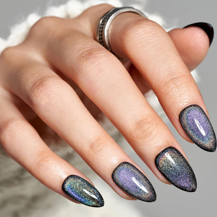 Elegant Stiletto Press-On Nails with Holographic Finish