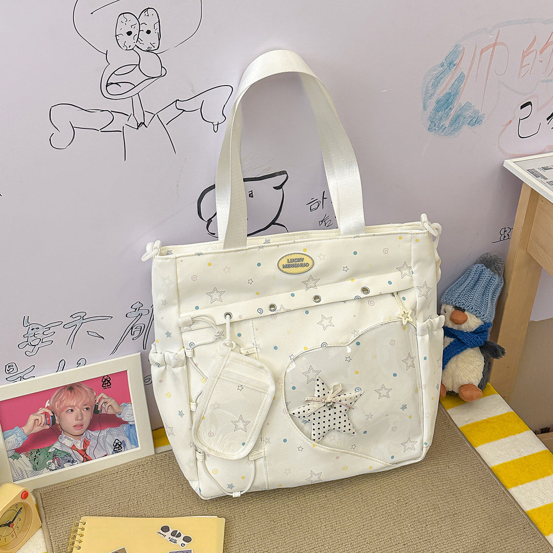 Stylish Multi-Pocket Star-Appliqué Backpack Kalsten