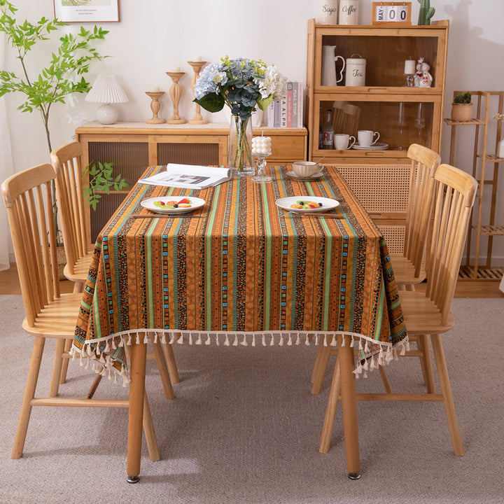 Vibrant Bohemian Fringe Tablecloth