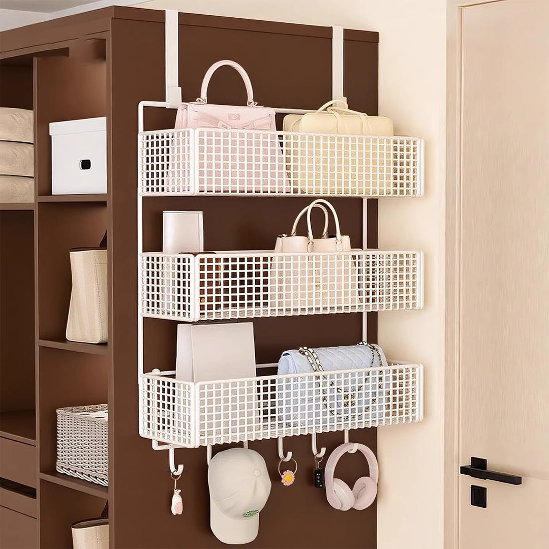 Overdoor Mesh Storage Organizer with Hooks