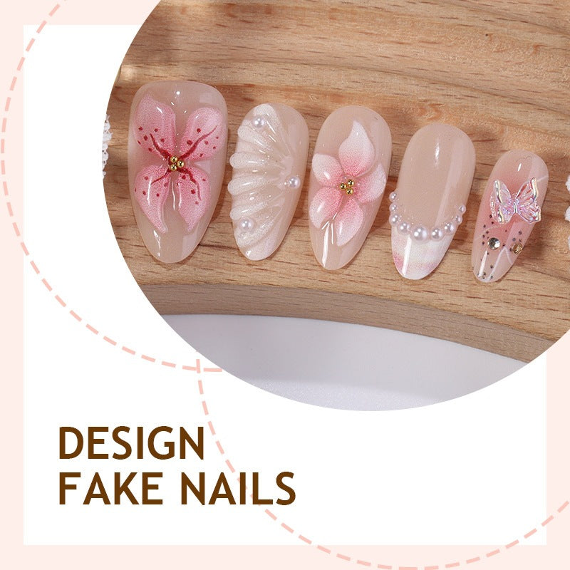 Creative nail art set with delicate flower and glitter embellishments Kalsten