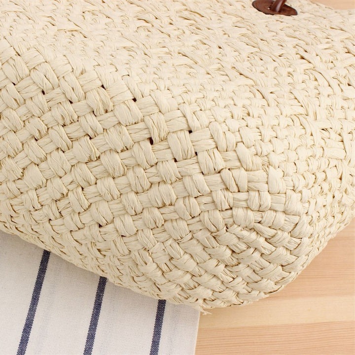 Handmade beach bag with brown leather handles Kalsten