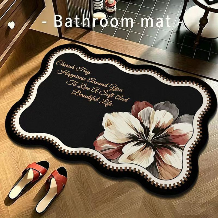 Decorative Floral Quote Bathroom Mat for Home