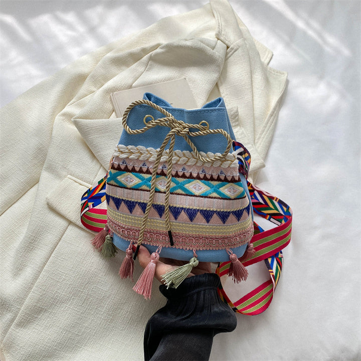 Embroidered Festival Drawstring Bag