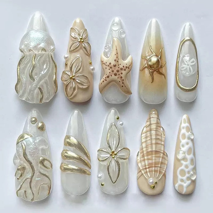 Elegant artificial nails with maritime motifs Kalsten