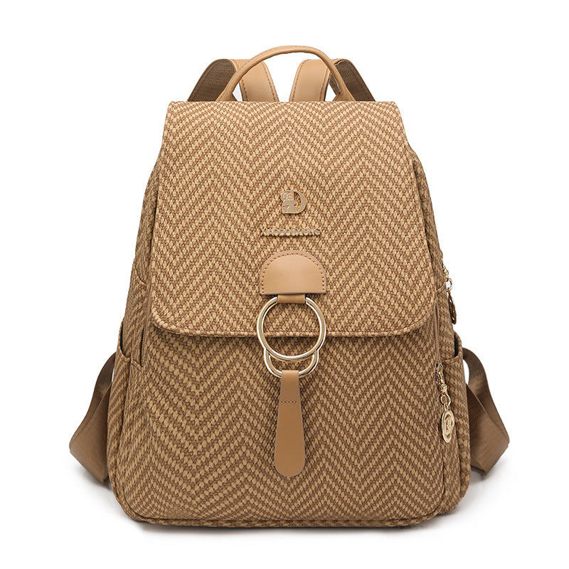Multi-Compartment Herringbone Fashion Backpack Kalsten
