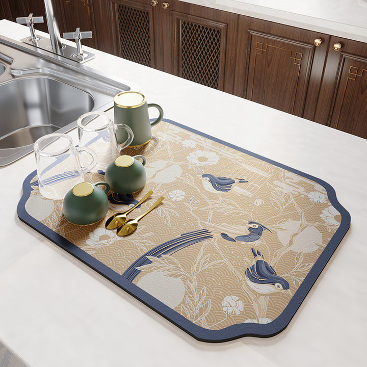 Floral Pattern Kitchen Drain Mat Kalsten