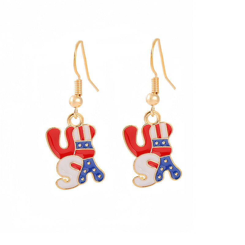 Women's nan patriotic horseshoe enamel dangle earrings with star-accented design and fishhook findings Kalsten