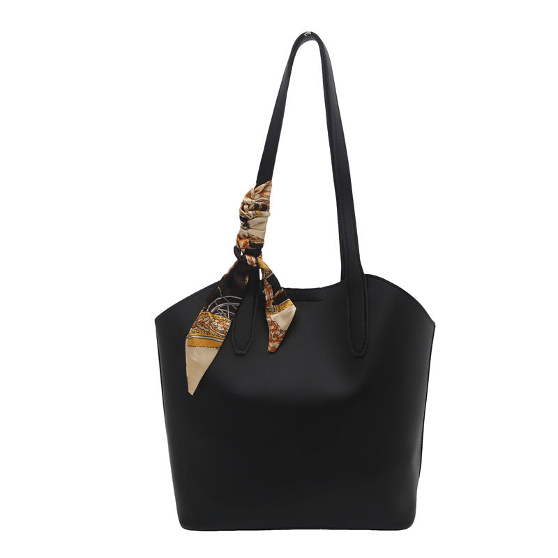 Sophisticated Scarf-Accented Tote Bag