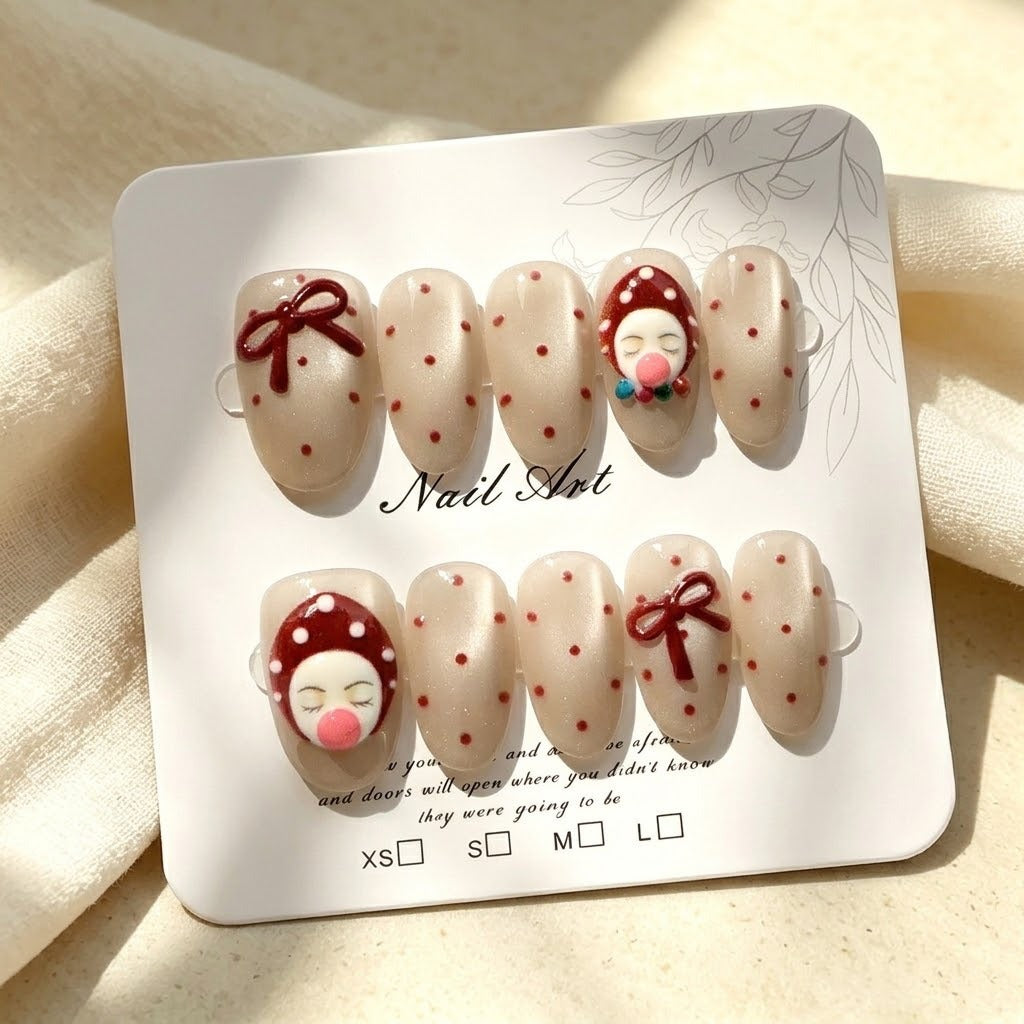 Playful Character Press-On Nail Art
