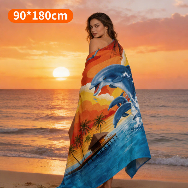 Beach towel with tropical flamingo design Kalsten