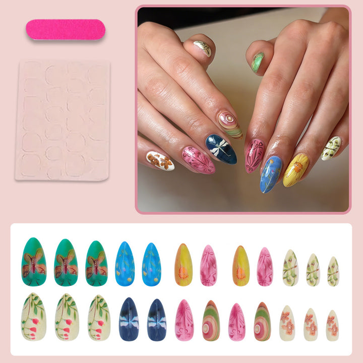 Nail art set with creative hand-painted designs and elegant details Kalsten