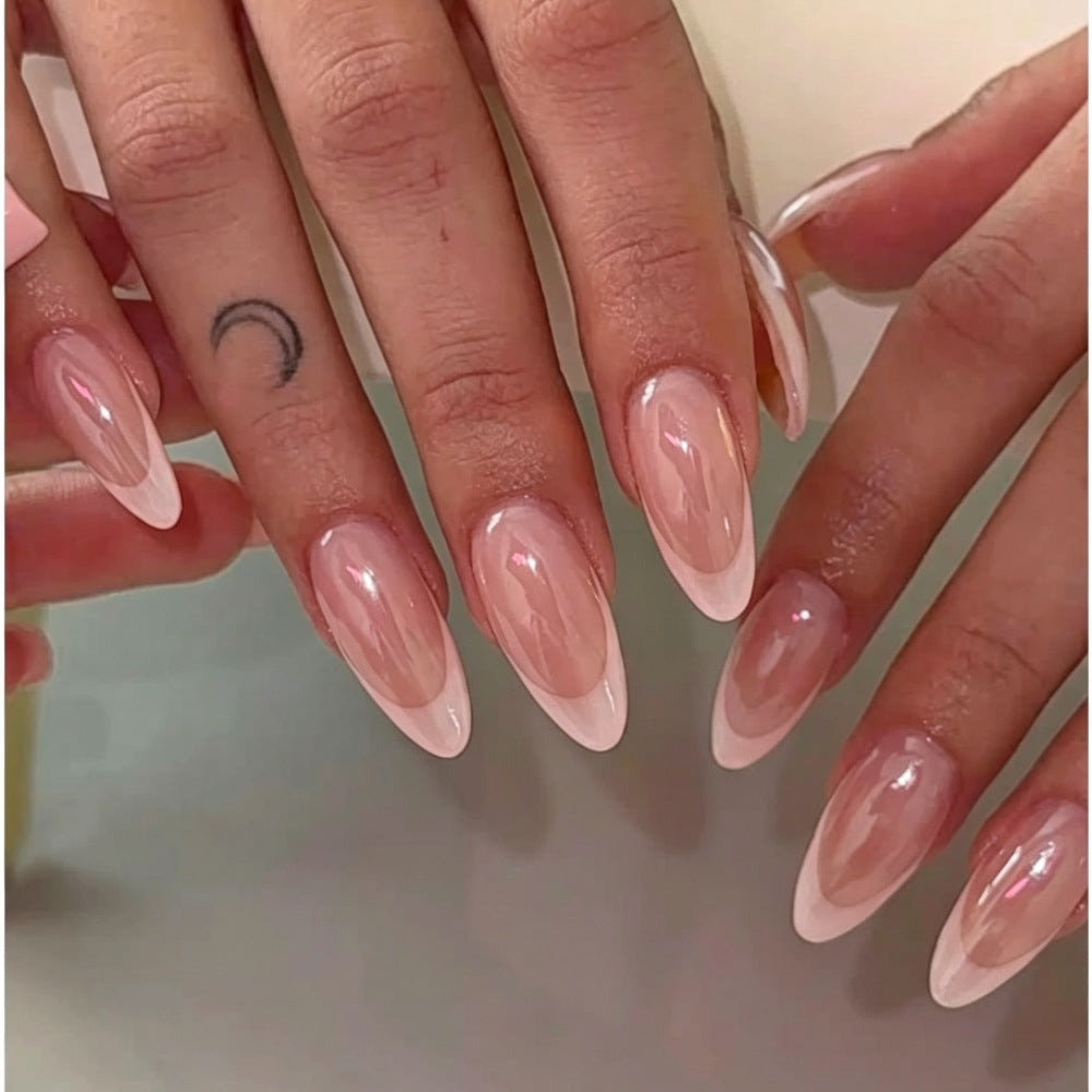 Elegant French Tip Almond Nails