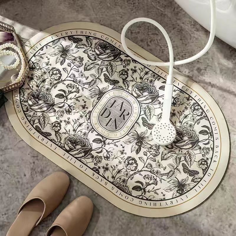 Elegant Floral Design Bath Mat Kalsten