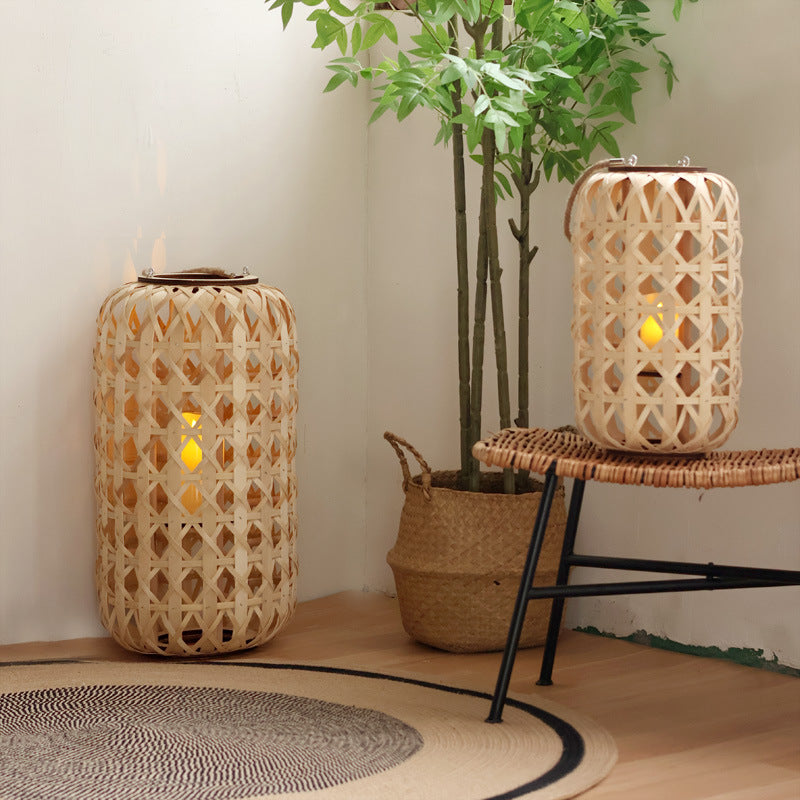 Elegant lantern made of handwoven natural material Kalsten
