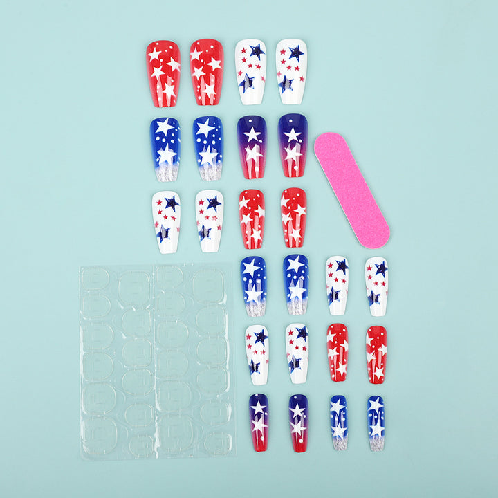 Artificial nails set with patriotic star designs Kalsten