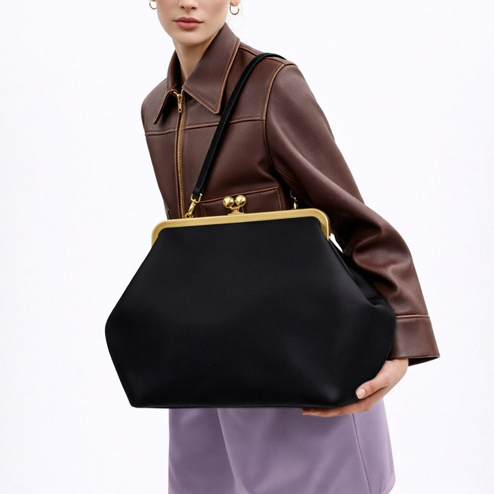 Elegant Glossy Crocodile-Effect Handbag