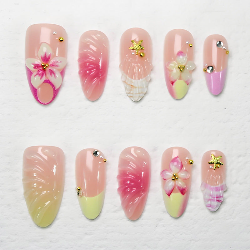 Artificial nail set with floral and maritime accents Kalsten