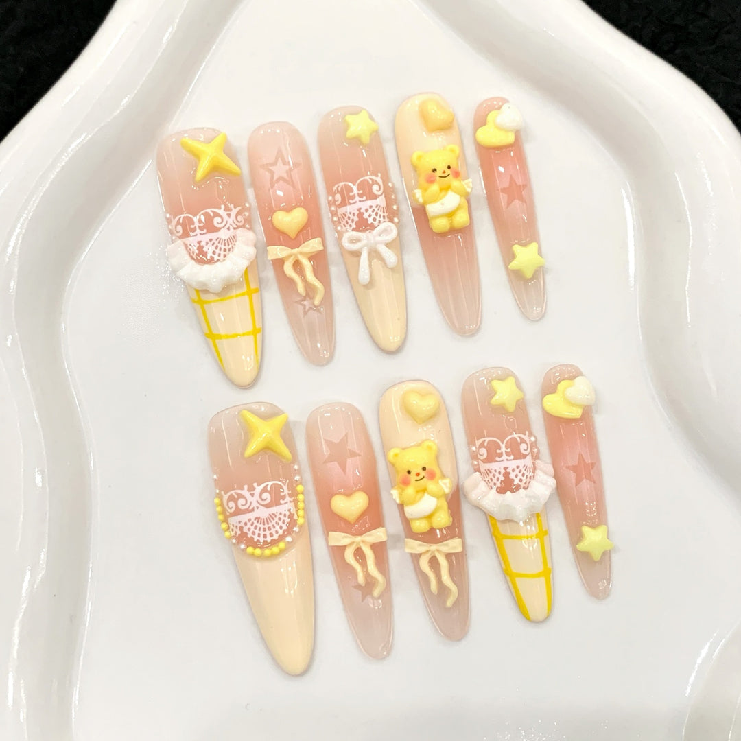 Whimsical 3D Nail Art Press-On Set Kalsten