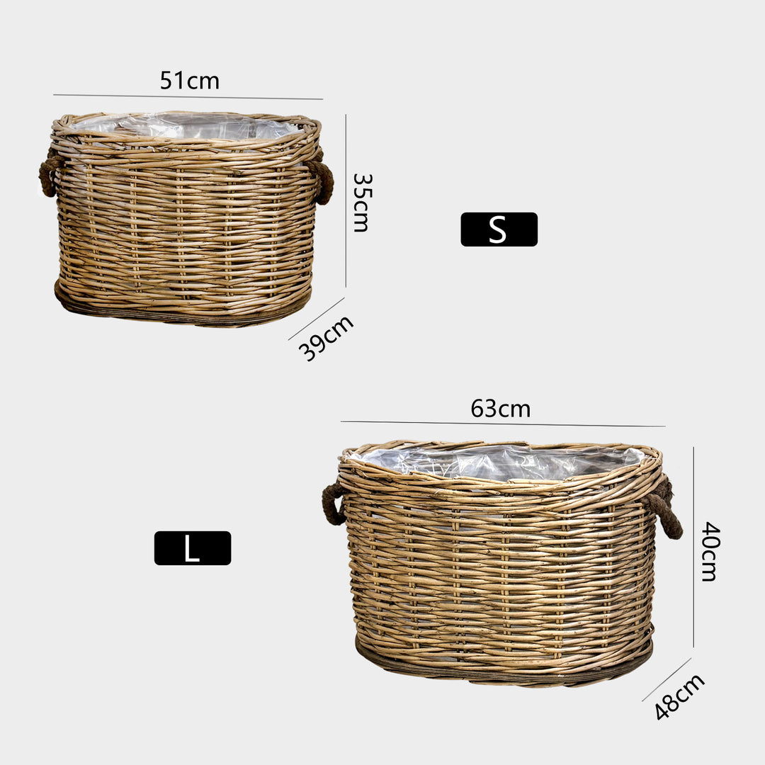 Handwoven storage basket with carrying handles Kalsten