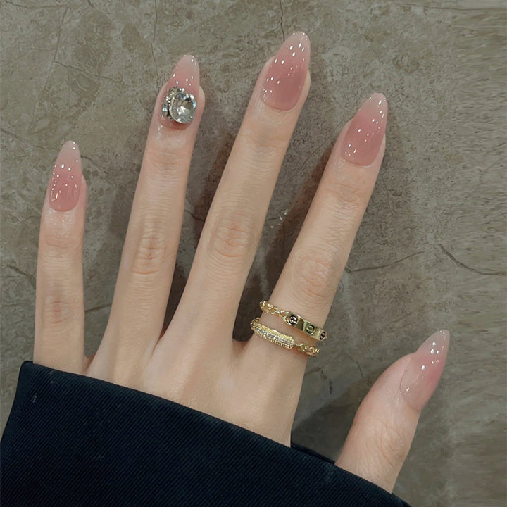 Stylish Press-On Nail Set with Elegant Glitter Accents Kalsten