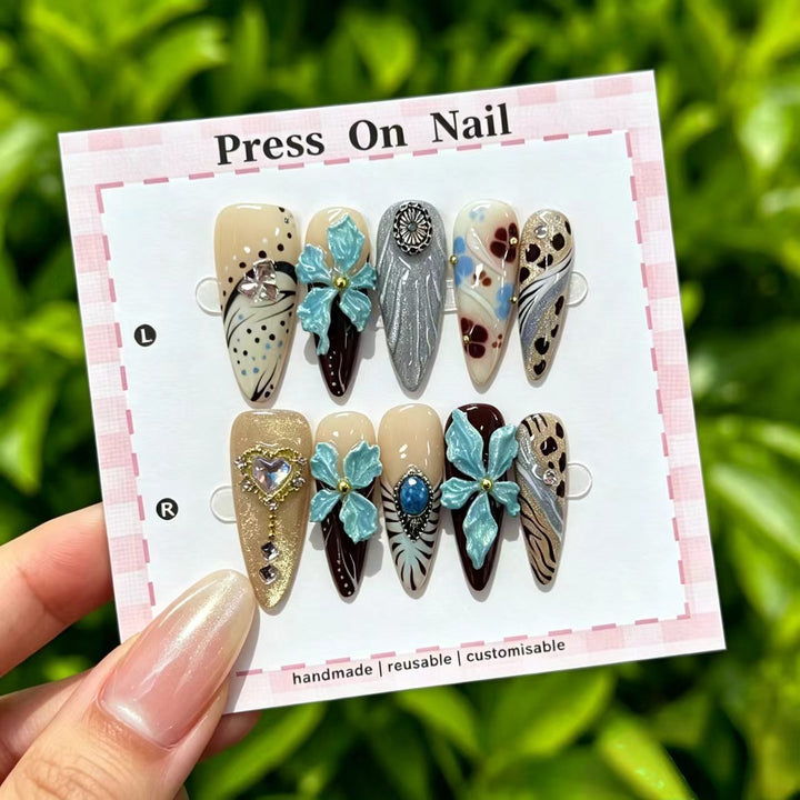Artistic Cherry-Inspired Press-On Nails