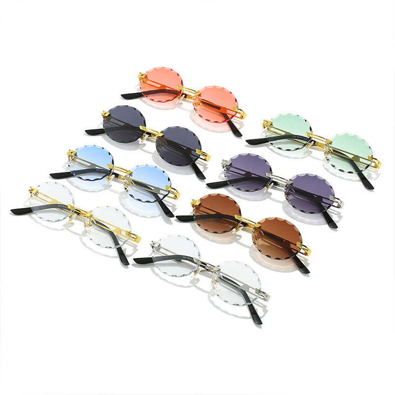 Ladies round sunglasses with unique wave design and high-quality metal frame Kalsten