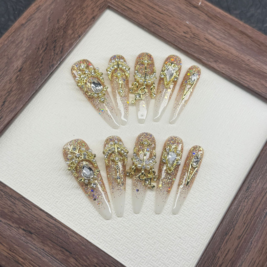 Glittering Decorative Press-On Nail Art Set