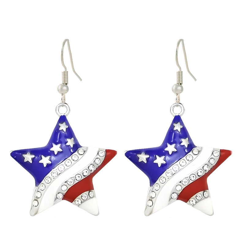 Ladies enamel earrings horseshoe with star stripe motif Kalsten
