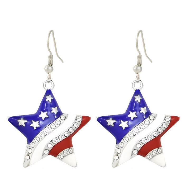 Ladies enamel earrings horseshoe with star stripe motif Kalsten
