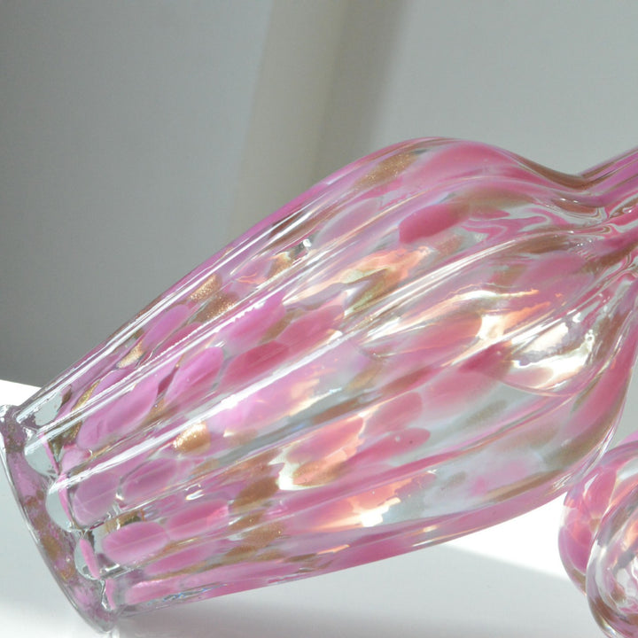 Handblown Ruffled-Rim Bulbous Art Glass Bud Vase Kalsten