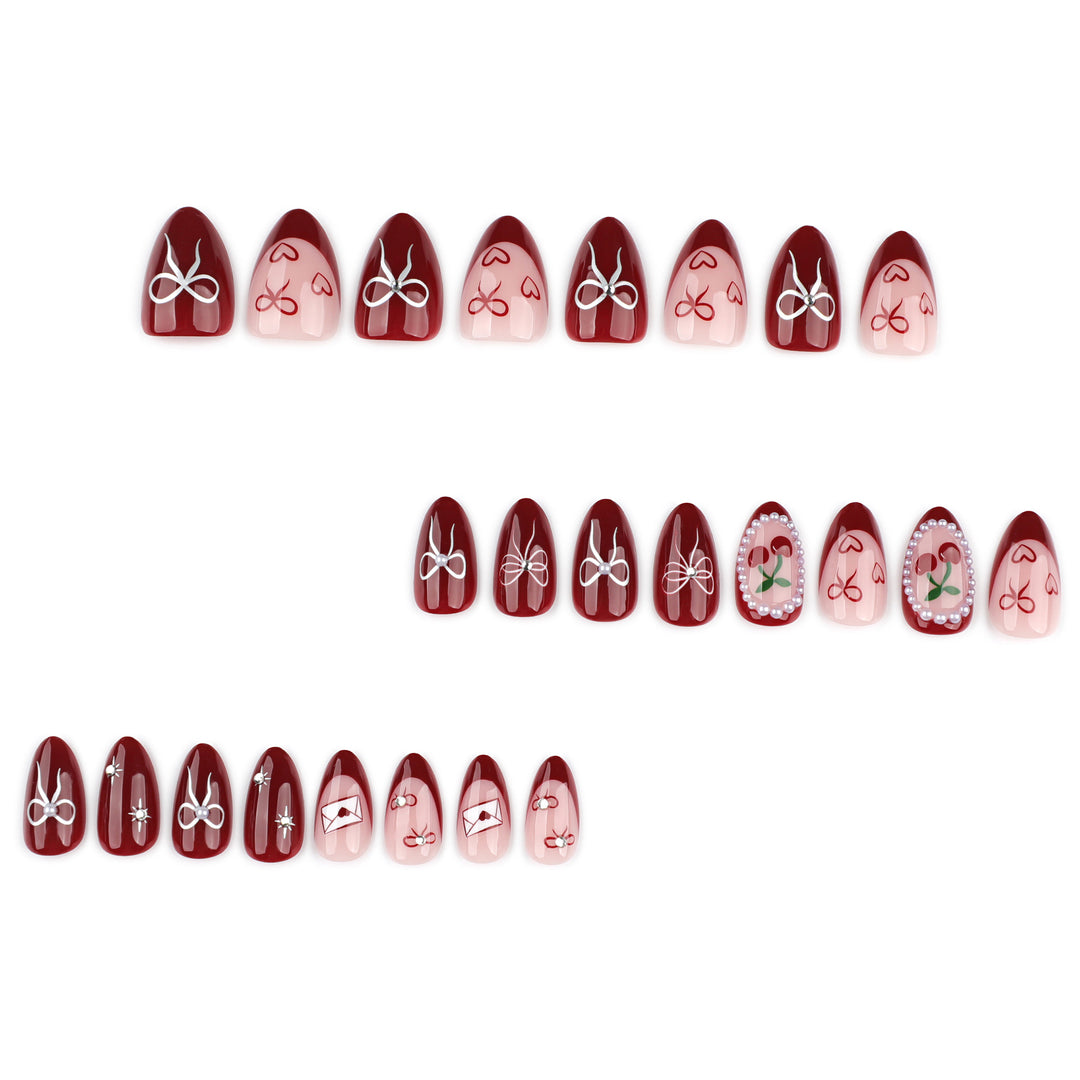 Artful nail designs with bow and rose motif Kalsten