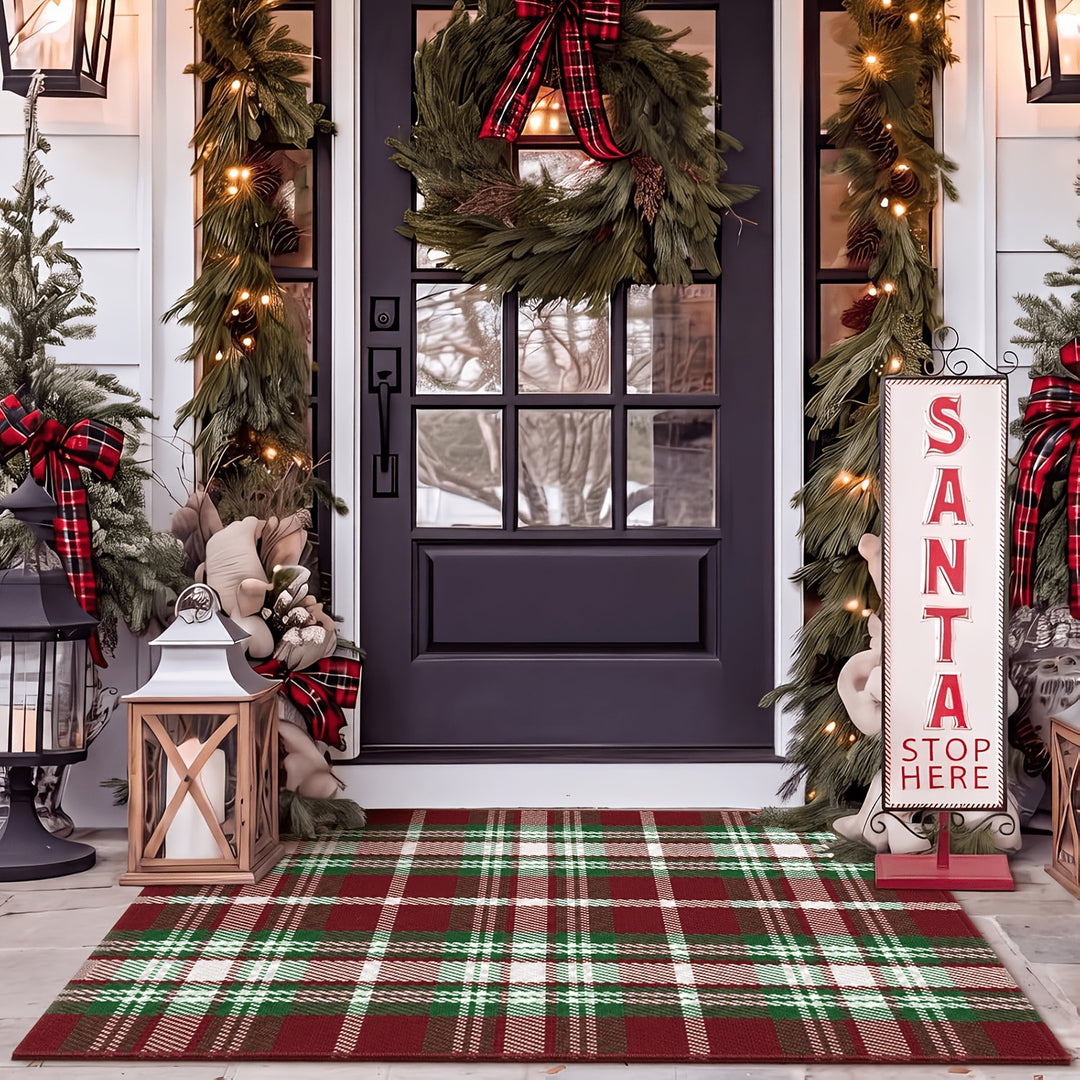 Festive Plaid Entry Mat