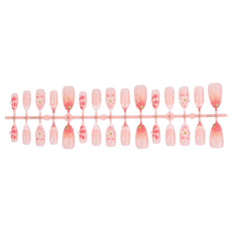 Artificial nail set with floral design and delicate gradient color Kalsten