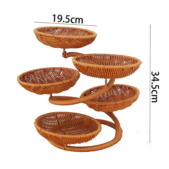 Two-Tiered Woven Fruit Display Stand Kalsten