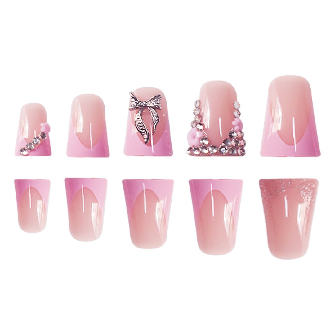 Floral Rhinestone Press-On Nail Enhancements Kalsten