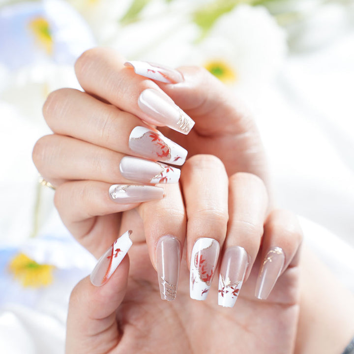 Elegant Floral Press-On Nail Design Kalsten