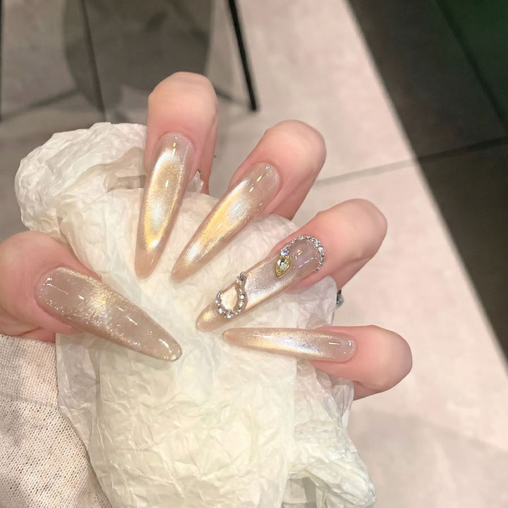 Glamorous Stiletto Press-On Nail Set with Crystal Accents Kalsten