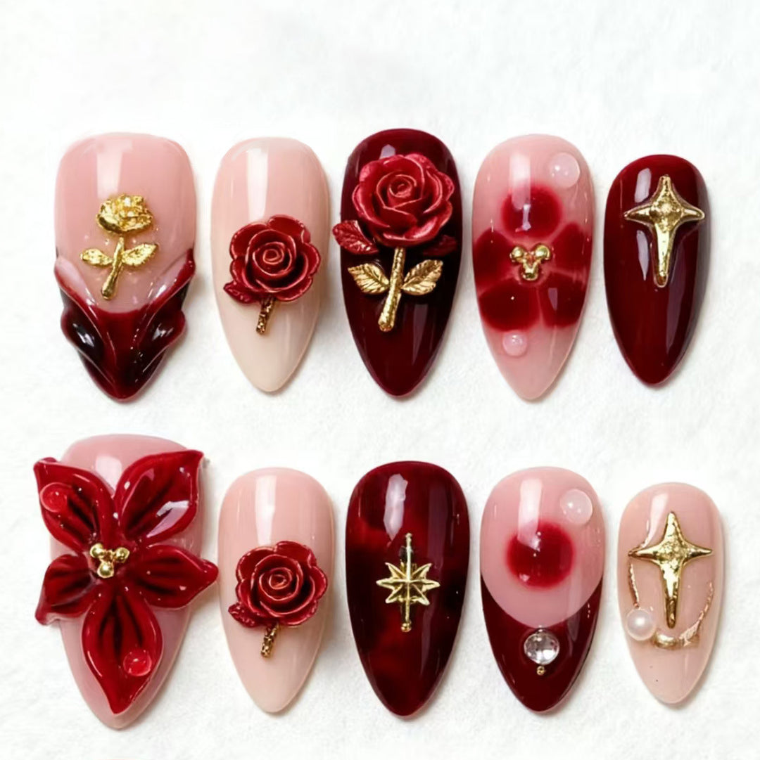 Artistic Floral Press-On Nail Art Set Kalsten