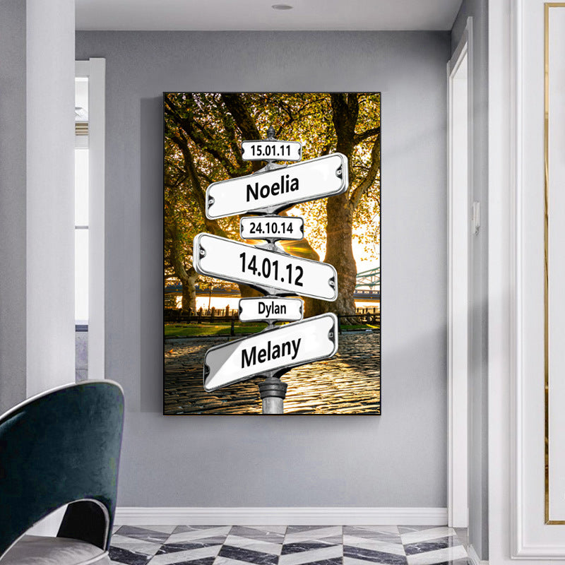 Personalized Vintage Street Sign Canvas Wall Art