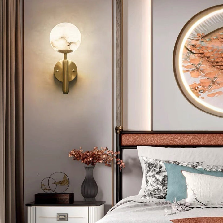 Modern Minimalist Wall Sconce with Marble Accent