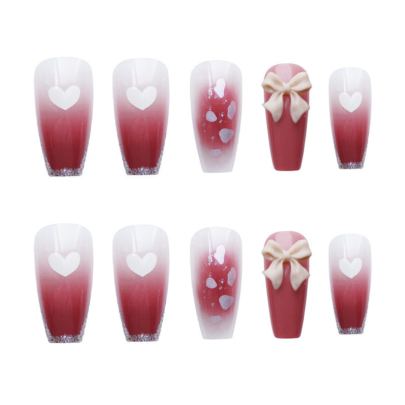 Decorative Heart-Theme Press-On Nail Art