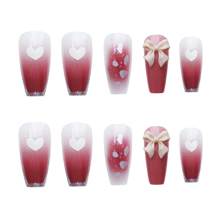 Decorative Heart-Theme Press-On Nail Art
