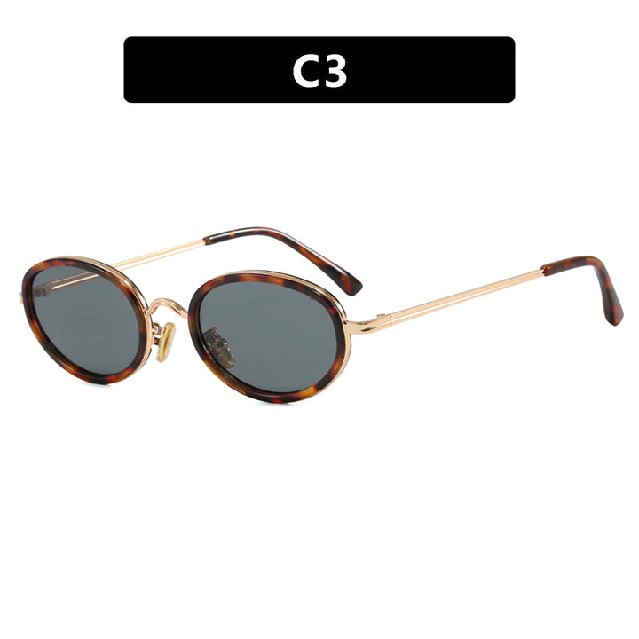 Ladies elegant round sunglasses with stylish metal frame Kalsten