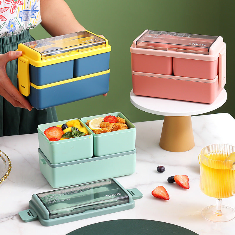 Multifunctional Food Storage Lunch Box with Built-In Utensil Set