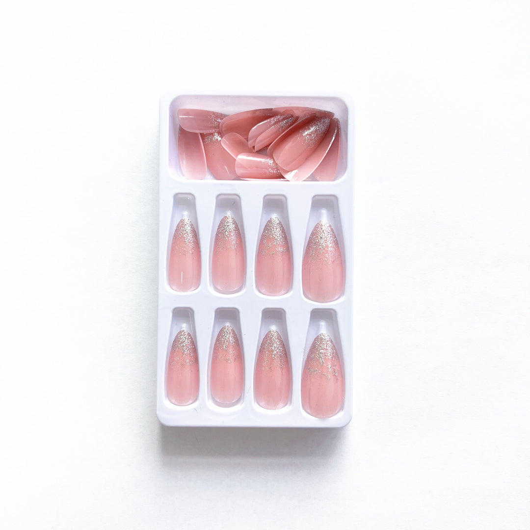 Elegant Stiletto Press-On Nail Set with Glitter Ombre Tips