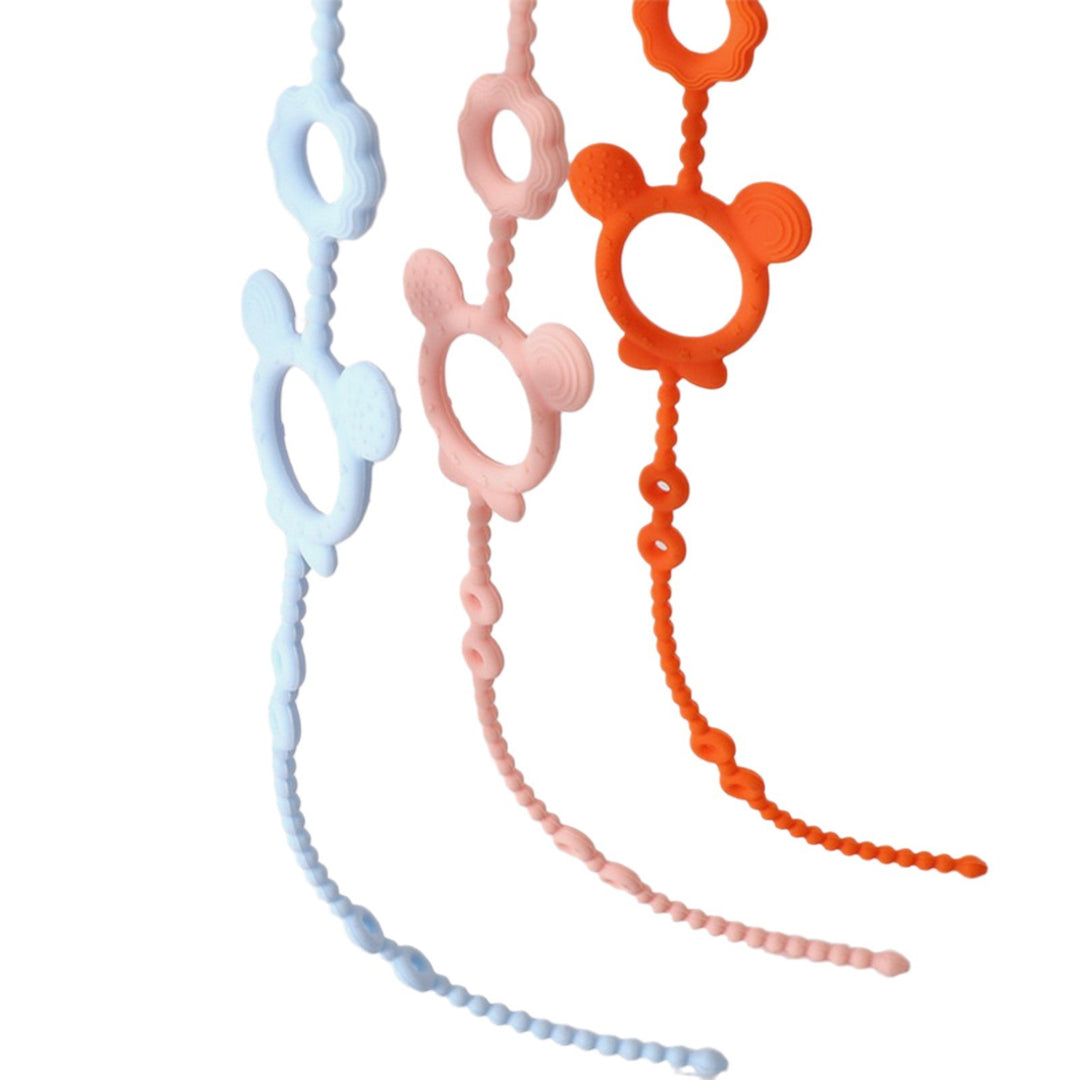 Silicone Pacifier and Teether Clip with Beaded Adjustable Strap